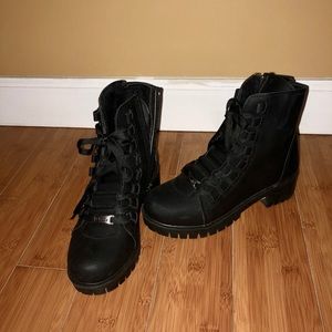 Black combat style boots